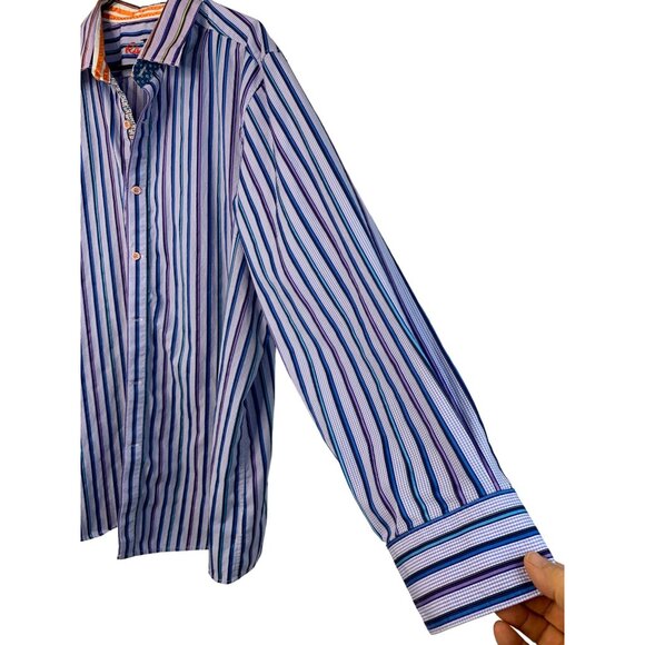 Robert Graham X Edition Men's Striped Button Sport Shirt Cotton LS 2XL 7426 EUC - Picture 6 of 10
